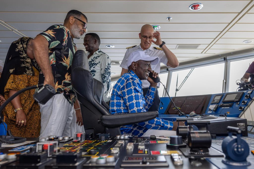 President Ruto while inside the Norwegian Dawn, KPA, Mombasa County.